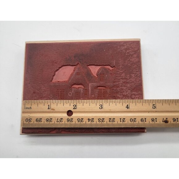 Thomas Kinkade VTG TK-112T Skater's Pond Heritage Farms Series Rubber Stamp 90s - Picture 10 of 11